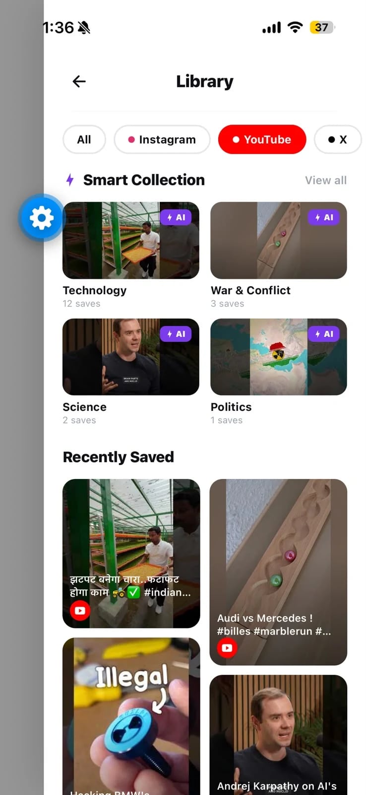 Vemio smart collections and recently saved videos